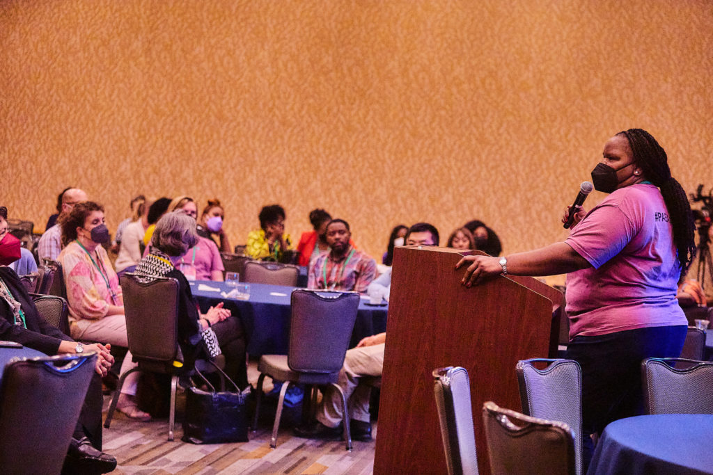 Emma Sellers leads a DEI Meet & Greet at the 2022 Education Forum